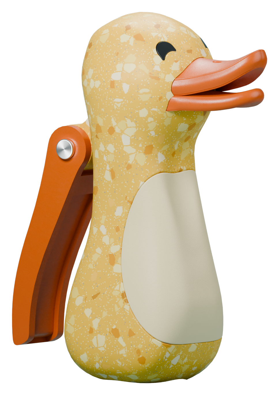 PATO duck-shaped garden nozzle cycling through its material colors